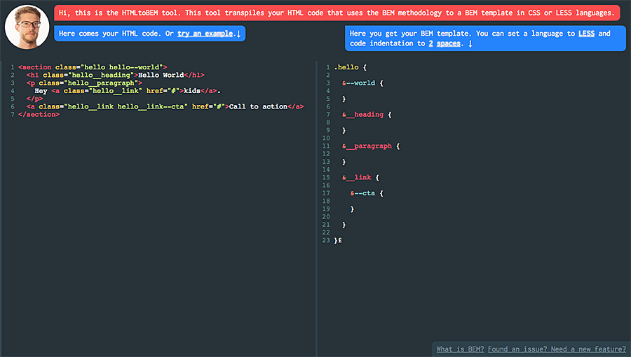 Productivity tool: Extract BEM classes from HTML and create CSS template